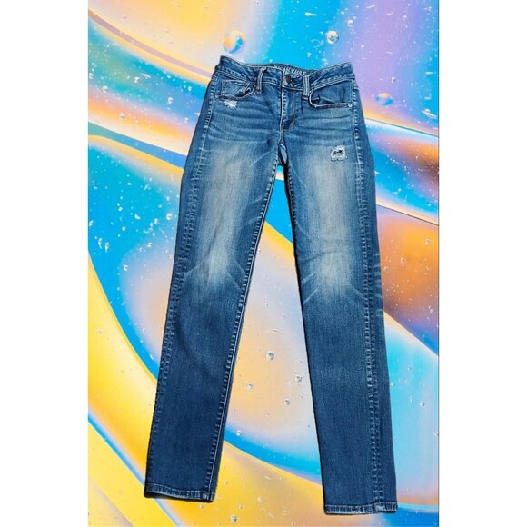 American Eagle Outfitters Denim - American Eagle Super Stretch X Skinny Denim Jeans Size 2 Long Slight Distressed